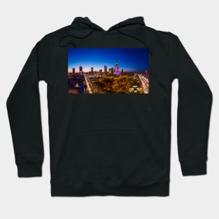 Warsaw city center at dusk aerial view Hoodie